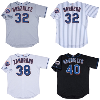 Lot of (4) 2006 New York Mets Game Used Home/Away Jerseys Including Bannister, Marrero, Gonzalez and Zambrano (Mets/Steiner LOA)